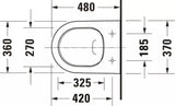 Duravit Vas wc Duravit, Toilet wm compact 480 mm D-Neo, white, rimless, wd-model, suspendat, evacuare orizontala, fara capac (0021610000, 0021690000), alb