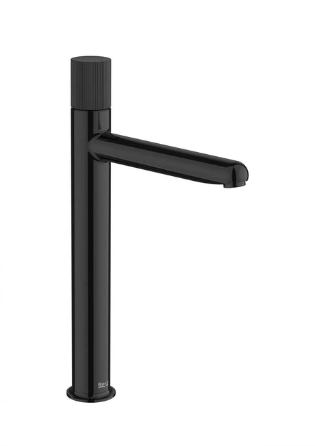 Roca Baterie lavoar Roca, Gama NU, monocomanda, marime XL, levier metalic Stripes, cartus ceramic, fara set de evacuare, titanium black, negru