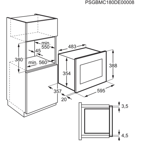 Electrolux Cuptor cu microunde incorporabil Electrolux, 25 l, 900 W, Gril, Timer, Avertizare sonora, Afisaj LED, Negru