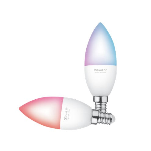 Pachet 2 becuri Trust smart LED RGBCW  WiFi, E14 luminozitate 470 lm, clasa energetica A+