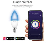 Pachet 2 becuri Trust smart LED RGBCW  WiFi, E14 luminozitate 470 lm, clasa energetica A+