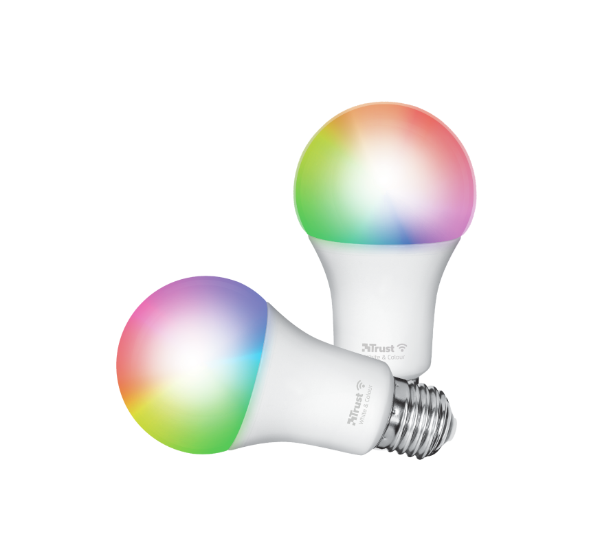 Pachet 2 becuri Trust  LED RGBCW  WiFi, E27luminozitate 806 lm, clasa energetica A+