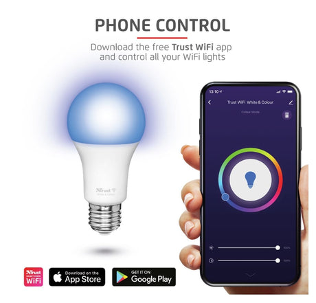 Trust Bec LED SMART Bec LED SMART Trust 71294 | E27, RGBCW, WiFi, 806lm, Set 2 buc