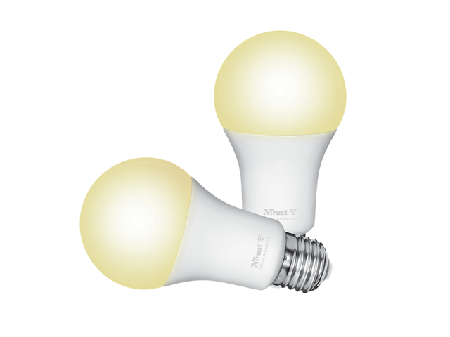 Pachet 2 becuri Trust  LED CCT  WiFi, E27 luminozitate 806 lm, clasa energetica A+