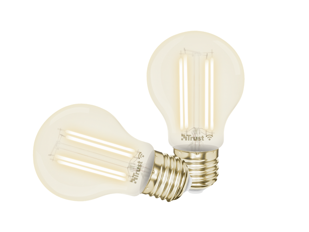 Pachet 2 becuri Trust  LED filament WiFi, E27luminozitate 470 lm, clasa energetica A+