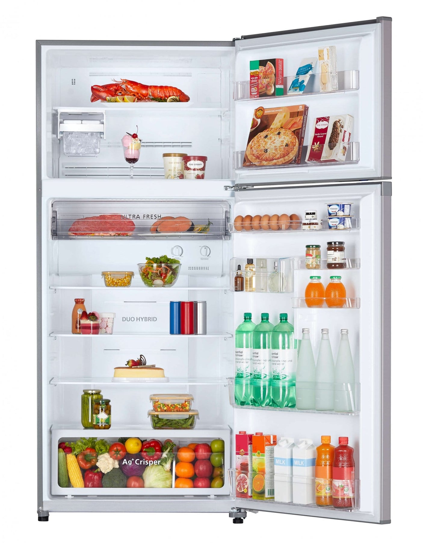 TOSHIBA Frigider cu 2 usi Toshiba, NoFrost, 611L net, clasa E, compresor inverter, icemaker, antibacteria Ag+, Design Inox