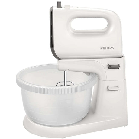 Philips Mixer de mana Philips Viva Collection, 450 W, Bol actionare automata, 5 viteze, Functie Turbo, Alb/Gri