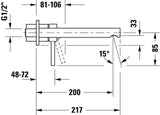 Duravit Baterie lavoar Duravit, Circle single lever basin mixer concealed installation, incastrat, montare pe perete, monocomanda, proiectie 200mm, necesita corp instalare GK1900004000, crom