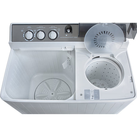 NobeLTek Mașină de spălat rufe semi-automată Nobeltek 12 kg, stoarcere 7 kg, 450W/195W, temporizator 0–15/0–5 min, evacuare gravitațională, Alb/Silver