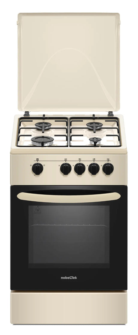 NobeLTek Cooking Aragaz Nobeltek, 50x50, plita gaz, cuptor gaz, siguranta plita si cuptor, echipat cu diuze GPL, diuze GN de schimb, capac tabla, bej