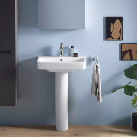 Duravit Lavoar Duravit, WB/FWB 650 mm Duravit No.1 white, w.OF,W.TP,1 TH,underneath glazed, montare pe perete/blat, cu preaplin, gaura pt baterie, smalt pe interior, dreptunghiular, alb