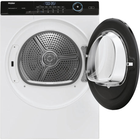 HAIER Uscator de rufe Haier, Pompa de caldura cu compresor inverter, 8kg,clasa A+++, WIFI-app hOn, 11 programe +app, alba - usa neagra