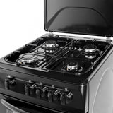 NobeLTek Cooking Aragaz Nobeltek, 50x60, plita si cuptor pe gaz, siguranta plita si cuptor, echipat cu diuze GPL, diuze GN de schimb, capac tabla, negru