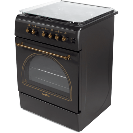 Nobeltek Aragaz Aragaz Nobeltek NLT 6604RNM/FE1 | 60x60cm, Plita Gaz, Cuptor Electric, Negru Mat, 60x60x85cm