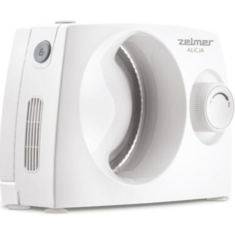 Zelmer Feliator Zelmer, 150W,lama inox 170 mm, lama suplimentara pt alimente mai dure, reglaj grosime, protectie, tava pt alimente, alb