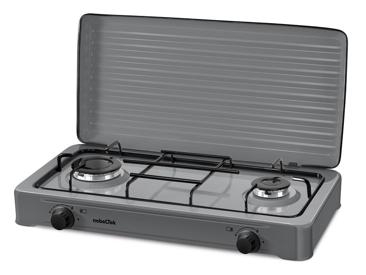 NobeLTek Kitchen Plita pe gaz Plita pe gaz NobeLTek NLT PE2GS | 2 arzatoare, gratar emailat, GPL inclus, argintiu