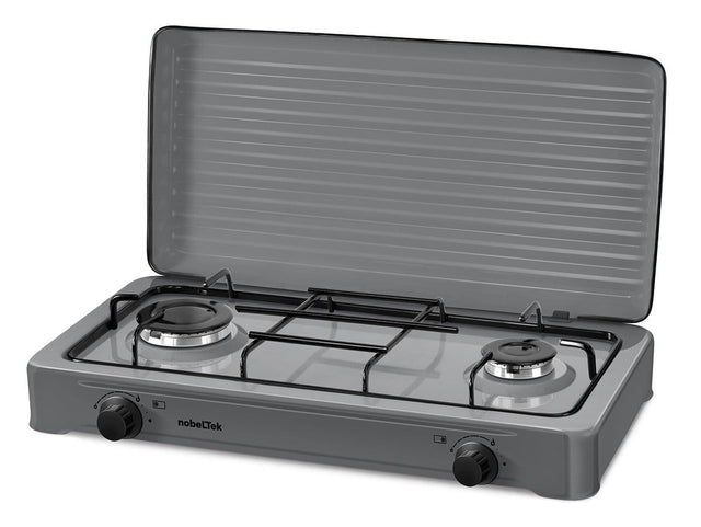 NobeLTek Kitchen Plita pe gaz Plita pe gaz NobeLTek NLT PE2GS | 2 arzatoare, gratar emailat, GPL inclus, argintiu
