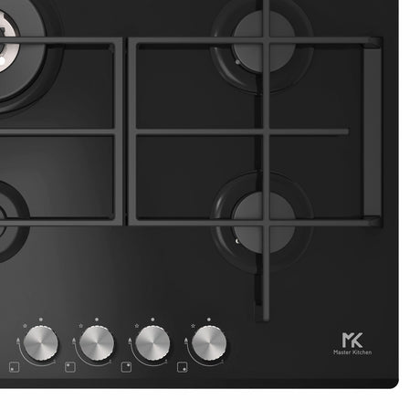 Master Kitchen Plita incorporabila Plita incorporabila Master Kitchen MKHG 6031ED-TCBK | 60 cm, 4 arzatoare, gratare fonta, sticla neagra