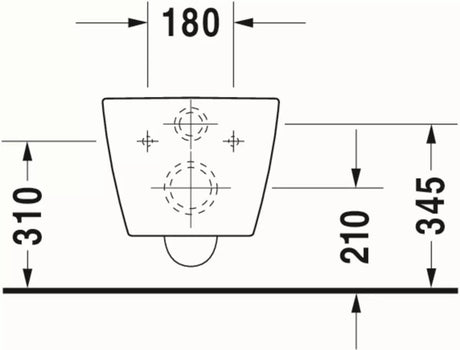 Duravit Vas wc Duravit, Toilet WM 480mm ME by Starck white washdown, Durafix, rimless, suspendat, evacuare orizontala, fara capac (0020110000 / 0020190000), design slim, alb