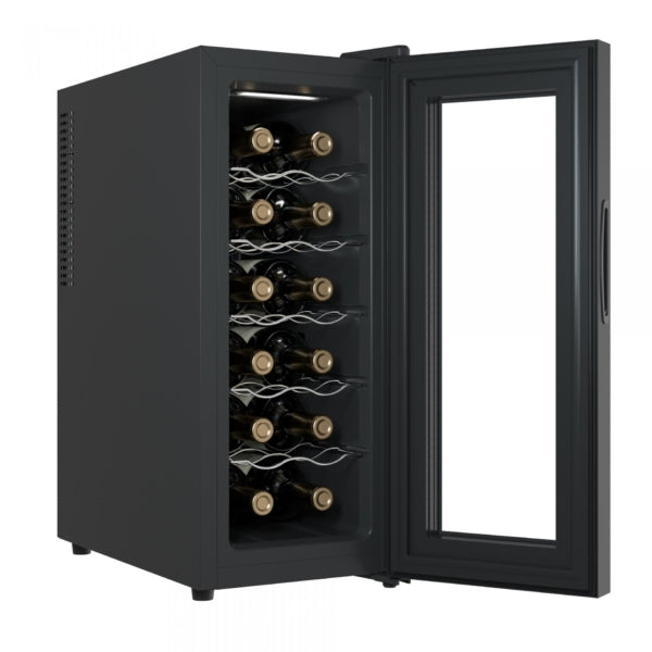 Răcitor de vinuri Samus SRV38CR12 - capacitate neta 33 l, capacitate sticle:12,  mod racire: termoelectric, panou control tactil cu afisaj electronic, temperatura interioara 11