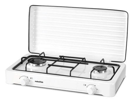 NobeLTek Kitchen Plita pe gaz Plita pe Gaz NobeLTek NLT PE2GA | 2 Arzatoare, Gratar Emailat, Duze GPL, Alb