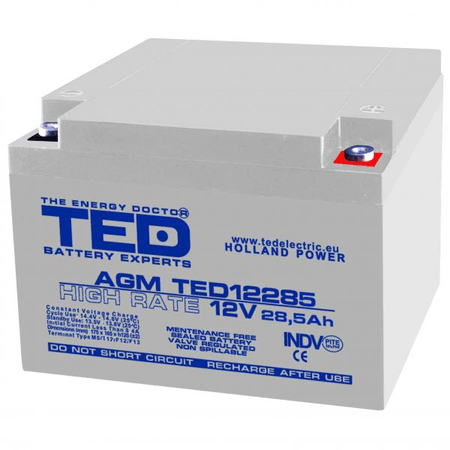 PC-Doc.ro Acumulator Acumulator TED Electric BA086208 | 12V, 28Ah, AGM VRLA, High Rate, M5