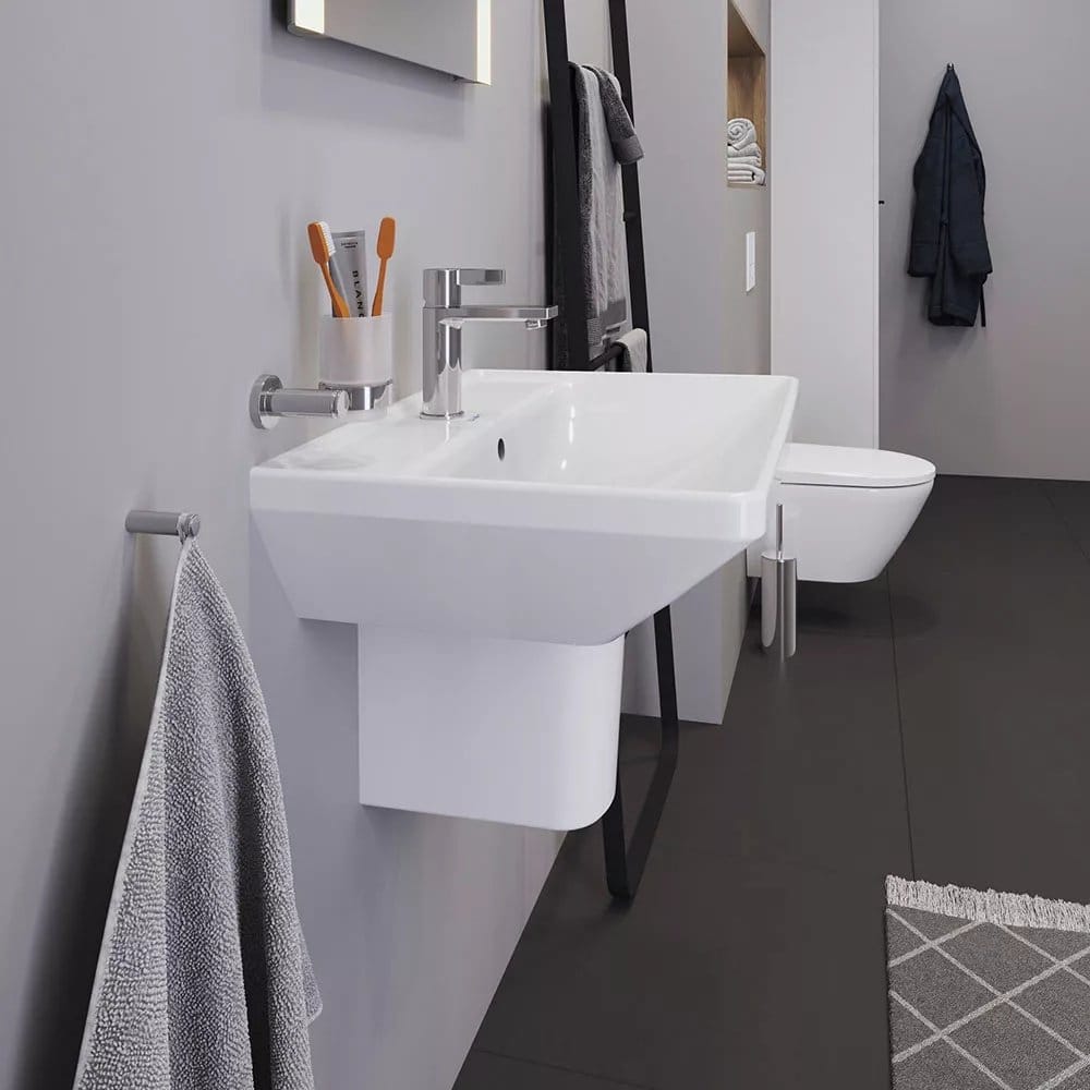Duravit Lavoar Duravit, Washbasin 650mm D-Neo white with of, with tp, 1 th, montare pe perete, cu preaplin, gaura pt baterie, alb