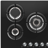 Master Kitchen Plita gaz Master Kitchen, gama Edge, design sticla neagra, 75 cm, 5 arzatoare plate, gratare fonta, arzator coroana tripla, aprindere integrata, sistem siguranta