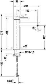 Duravit Baterie lavoar Duravit, Circle single lever basin mixer L, monocomanda, marime L, cartus ceramic, fara set de evacuare, crom