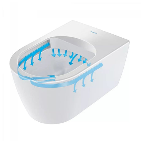 Duravit Vas wc Duravit, Toilet WM 480mm ME by Starck white washdown, Durafix, rimless, suspendat, evacuare orizontala, fara capac (0020110000 / 0020190000), design slim, alb