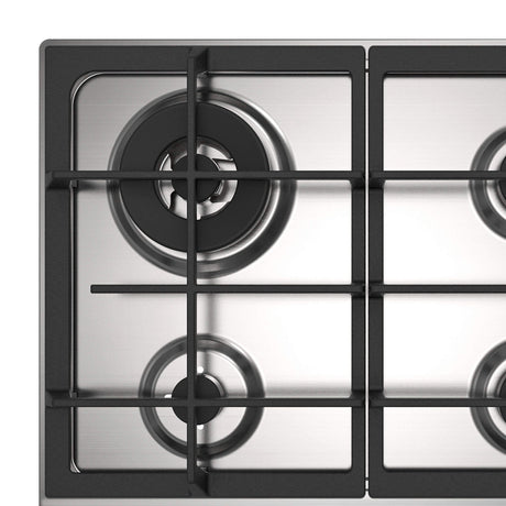 Master Kitchen Plită pe gaz Master Kitchen Edge 60 cm, inox, 4 arzătoare, grătare fontă, arzător Wok, aprindere integrată, sistem de siguranță