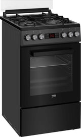 Beko Aragaz Aragaz Beko FSM52330NAO | 4 Arzatoare, Aprindere Electrica, Cuptor Electric, Grill, Display, Antracit, 50x60x85cm