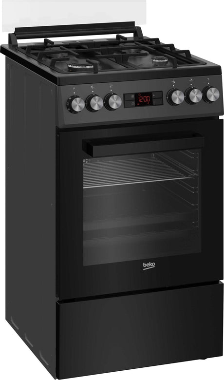 Beko Aragaz Aragaz Beko FSM52330NAO | 4 Arzatoare, Aprindere Electrica, Cuptor Electric, Grill, Display, Antracit, 50x60x85cm