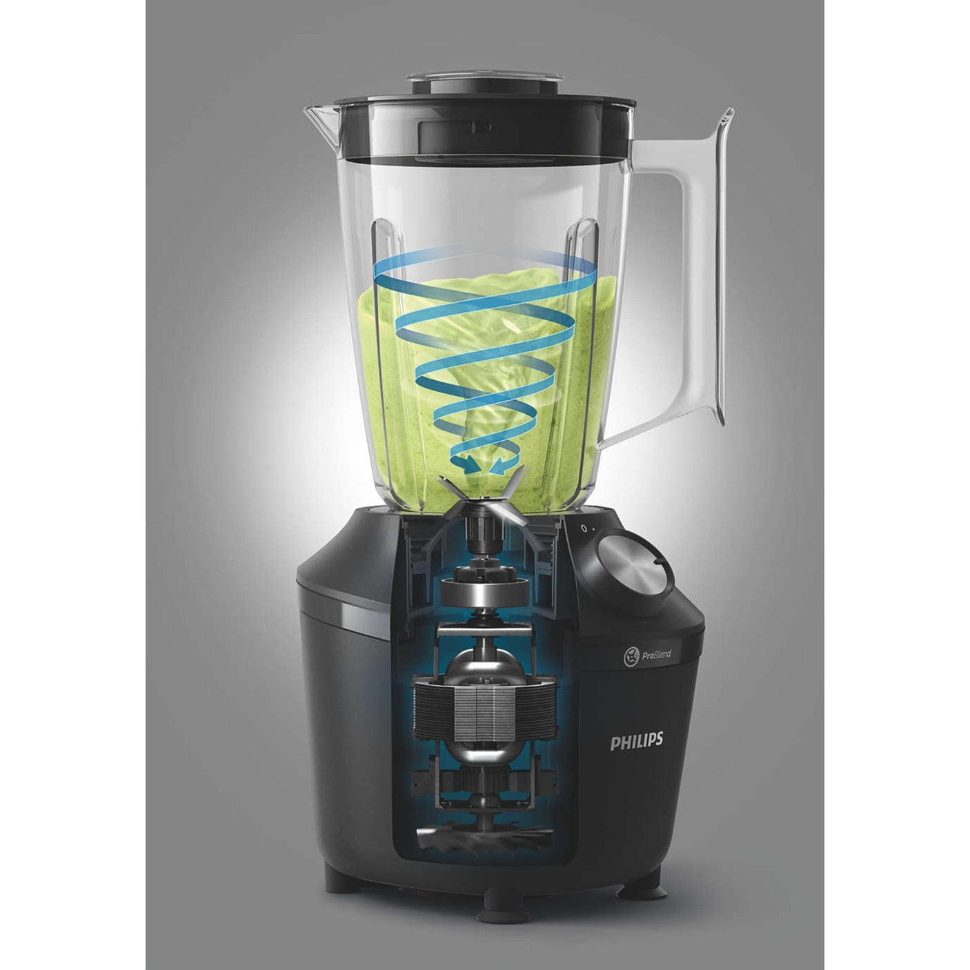 Philips Blender Philips Seria 3000, 600W, 2l, 2 viteze+Pulse, zdrobire gheata, Sistem ProBlend, aplicatia NutriU, Negru