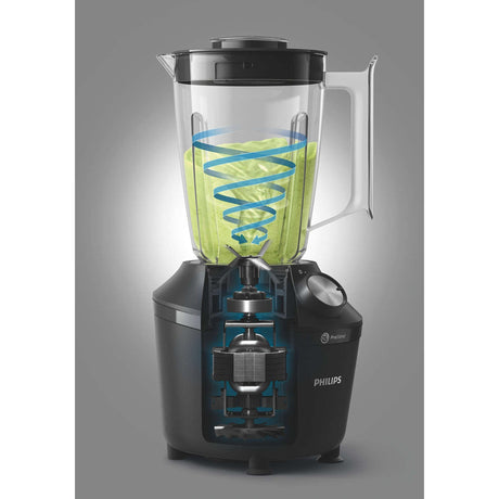 Philips Blender Philips Seria 3000, 600W, 2l, 2 viteze+Pulse, zdrobire gheata, Sistem ProBlend, aplicatia NutriU, Negru