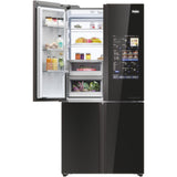 HAIER Side by side Cube Haier, 586 l, Total No Frost, Big Touch Display, Web browser, Switch zone, My Smart Home, Super Cooling, Super Freezing, My food Locator, My Inventory system, Clasa F, H 190 cm, Negru