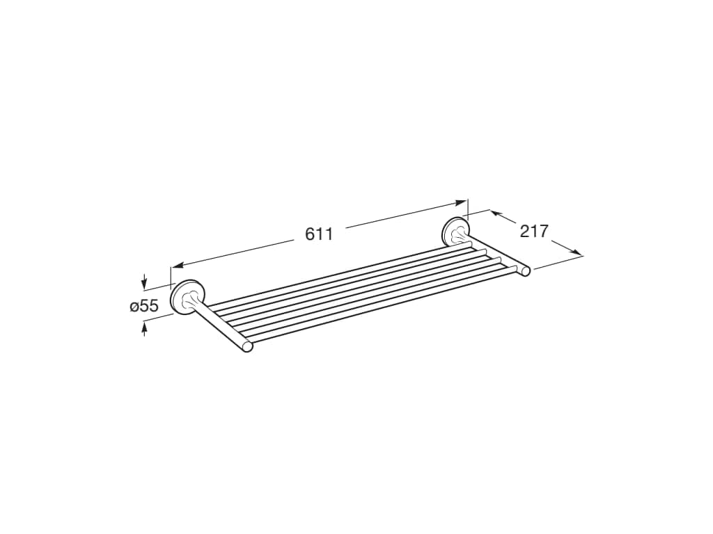Roca Suport prosop Roca, Gama Classica, montare pe perete, 600x210x55, metalic, crom