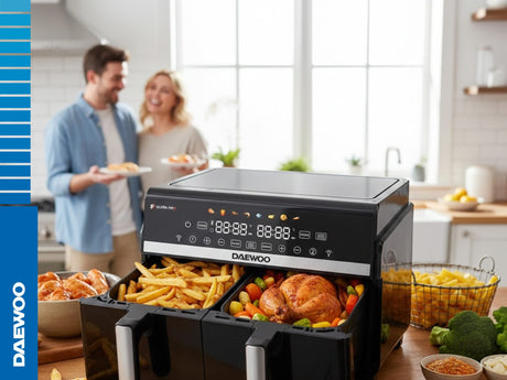 Daewoo Air Fryer Friteuza Daewoo DAF2X1100LRB | 2x5L, 2x1100W, 8 Programe, 80-200°C