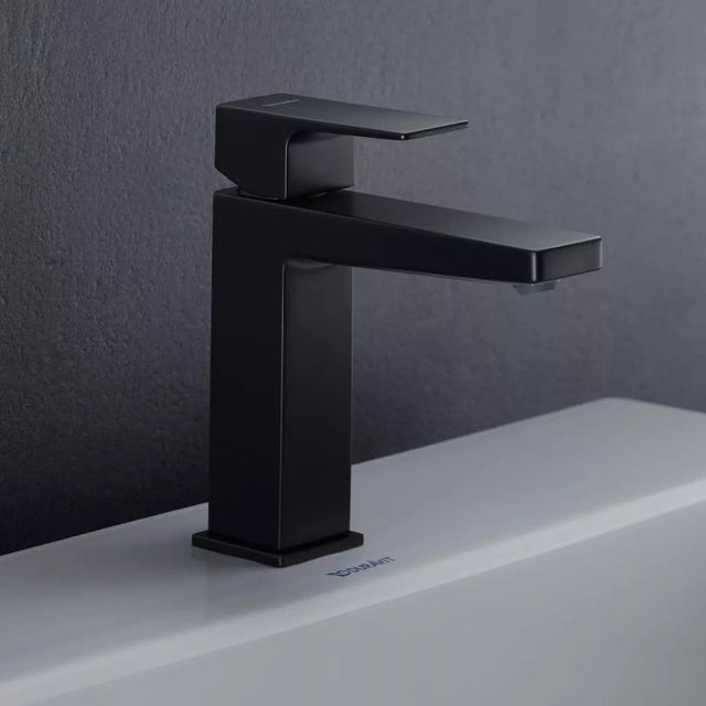 Duravit Baterie lavoar Duravit, Manhattan single lever bas. mixer S with pull-rod, monocomanda, marime S, cartus ceramic, set evacuare cu tija, schwarz mat, negru mat