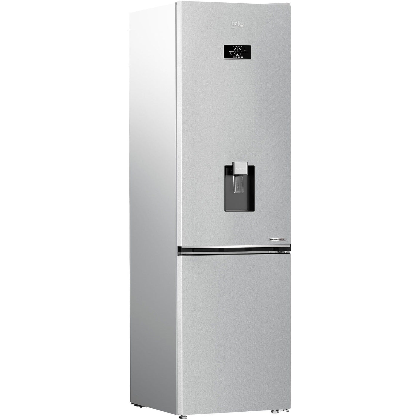 BEKO Combina frigorifica Beko, 355l, Clasa D, NoFrost, Compresor ProSmart Inverter, dozator apa, AeroFlow, HarvestFresh, display, H 203.9, Marble (Glossy Grey)