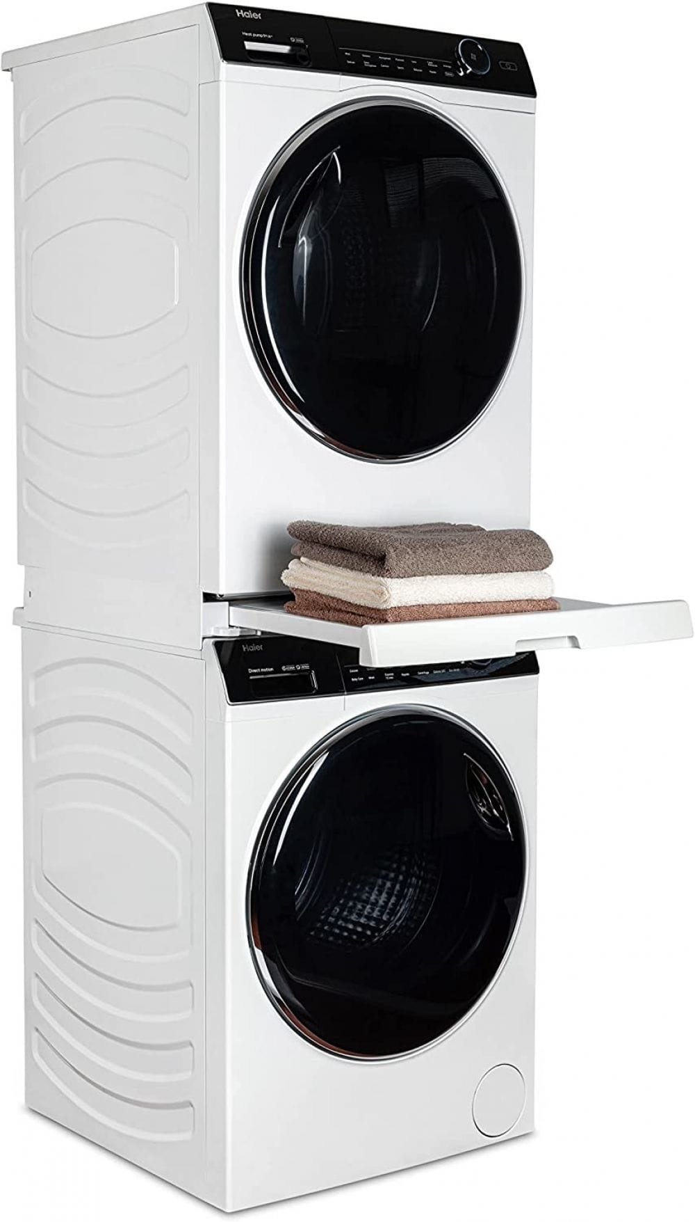 HAIER Kit suprapunere uscator si masina de spalat Haier, raft retractabil, adancime reglabila 47-62 cm, Alb