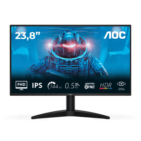 AOC Monitor AOC 23.8" 24B36X, Diagonal (inch): 23.8, Diagonal (cm): 60, Aspect ratio: 16:9, Panel: IPS, Resolution: 1920x1080, Refresh Rate: 144Hz, Response time GtG: 4ms, Response time MPRT: 0.5ms, Brigh