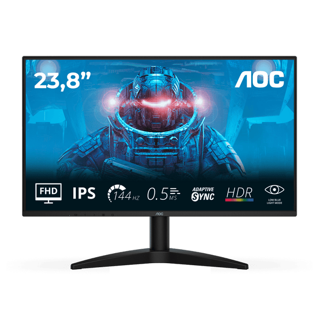 AOC Monitor AOC 23.8" 24B36X, Diagonal (inch): 23.8, Diagonal (cm): 60, Aspect ratio: 16:9, Panel: IPS, Resolution: 1920x1080, Refresh Rate: 144Hz, Response time GtG: 4ms, Response time MPRT: 0.5ms, Brigh