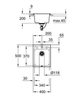 Grohe Chiuveta bucatarie Chiuveta Bucatarie Grohe K700 31650AP0 | 400x500mm, Granit, Montare Blat, Negru