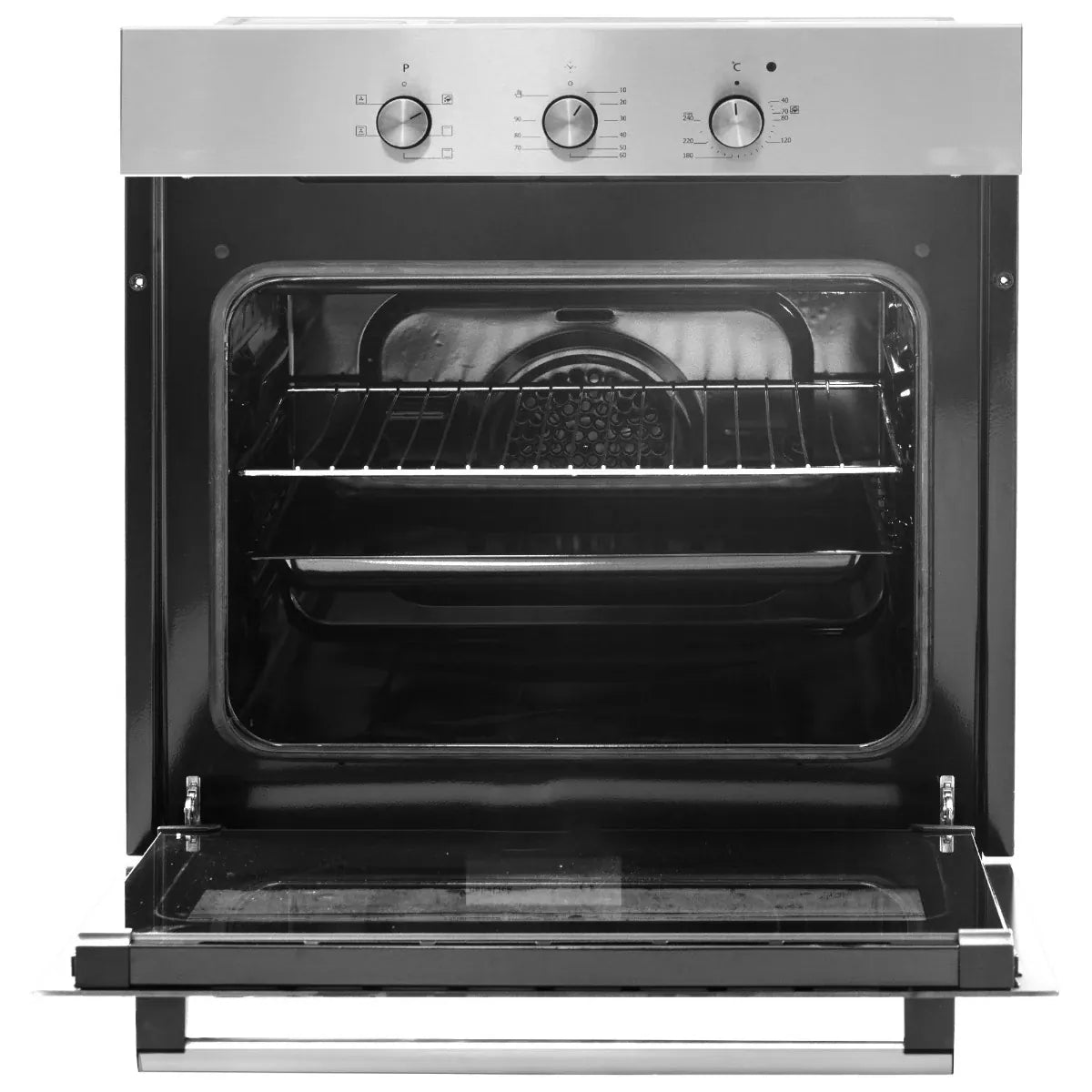 NobeLTek BI Cuptor incorporabil electric, 5 functii, 3 butoane, timer mecanic, 56L, sticla dubla, ventilator de racire, inox