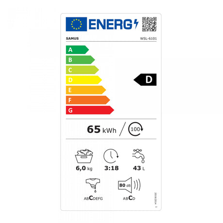 [RESIGILAT] Masina Spalat Rufe Samus R-WSL-6101 | Resigilat, 6kg, Inverter - Etichetă energetică