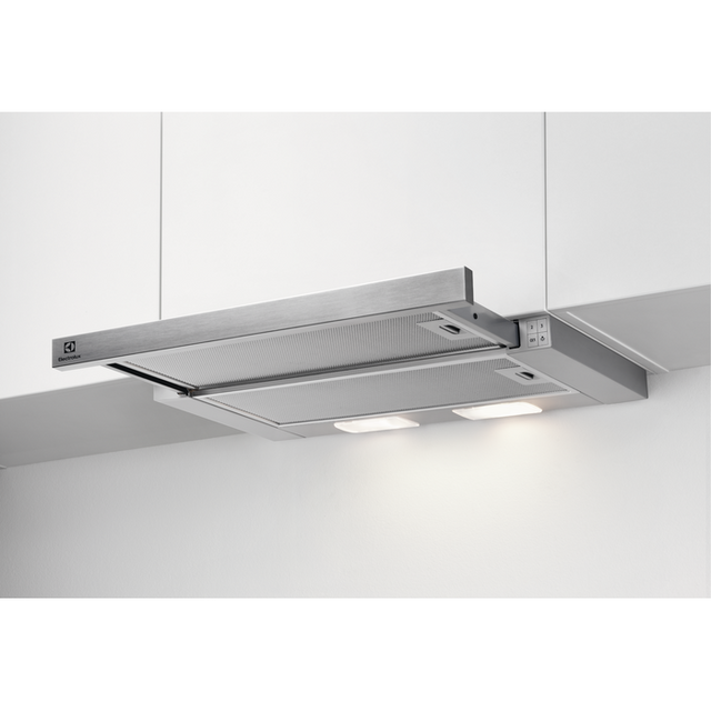 Hota telescopica incorporabila Electrolux, Putere de absorbtie 410 mc/h, 1 motor, 60 cm, Inox