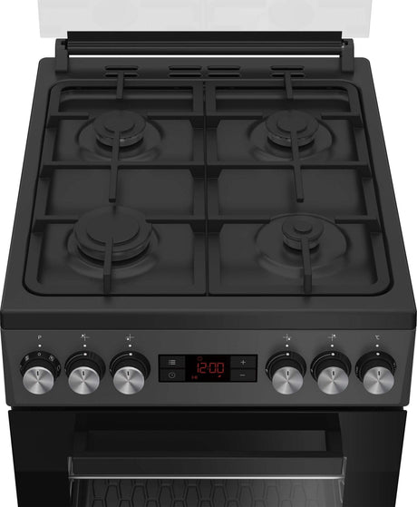 Beko Aragaz Aragaz Beko FSM52330NAO | 4 Arzatoare, Aprindere Electrica, Cuptor Electric, Grill, Display, Antracit, 50x60x85cm