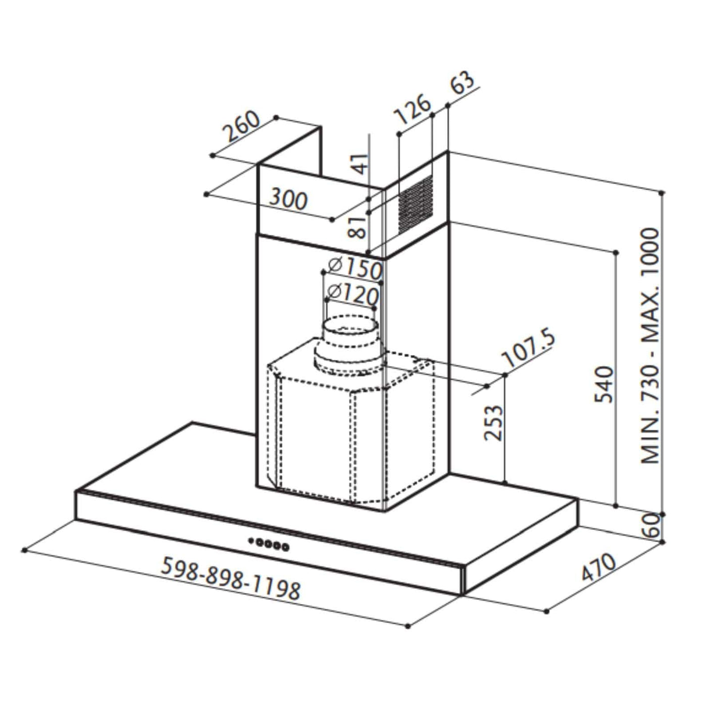 Faber B Hota decorativa, T, Faber, STILO/SP SRM X A90, 90 cm, 435 m3h, 68 dB, 1 motor, filtru aluminiu, clasa D,  LED2, butoane push, inox, 325.0557.664