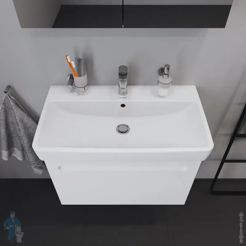 Duravit Lavoar Duravit, WB/FWB 600 mm Duravit No.1 white, w.OF,W.TP,1 TH,underneath glazed, montare pe perete/blat, cu preaplin, gaura pt baterie, smalt pe interior, dreptunghiular, alb